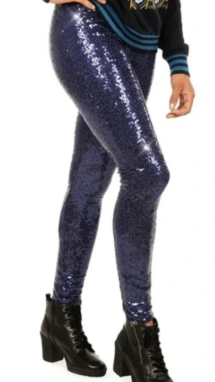 Tipsy Elves Blue Sequin High Waisted Leggings, Plus Size 2XL, NWT